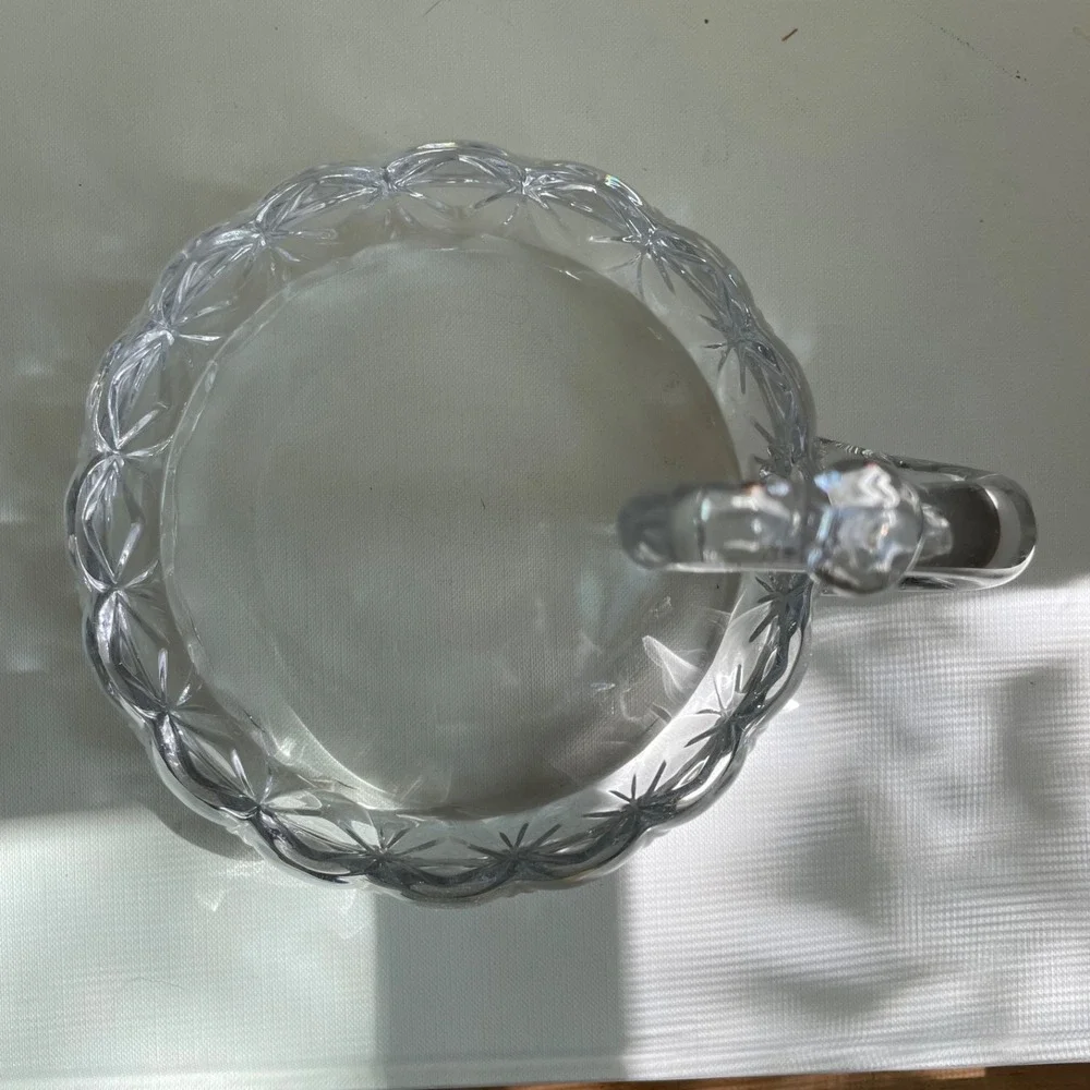 Vintage Clear Glass Swan Detailed Medium Candy Dish Vintage Trinket Catchall